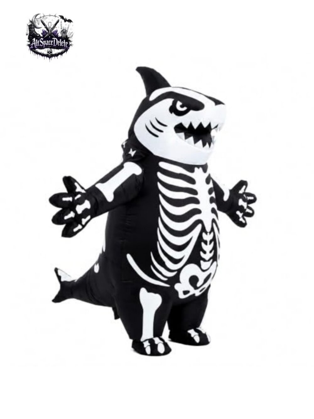 Inflatable Skeleton Shark Adult Halloween Costume Polyester Fan